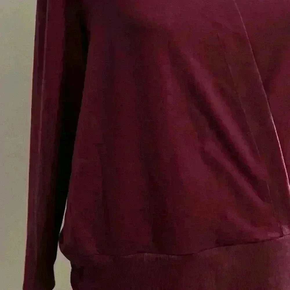 APANA Plum Dewdrop Wrap Long Sleeve Top Medium - Picture 3 of 8